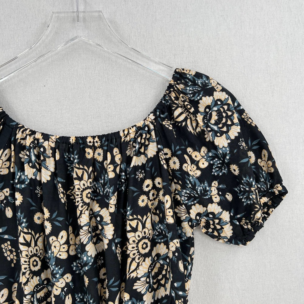 TIARE HAWAII Shirt Womens One Size Black Floral Lover Off the Shoulder Crop Top - Picture 6 of 12